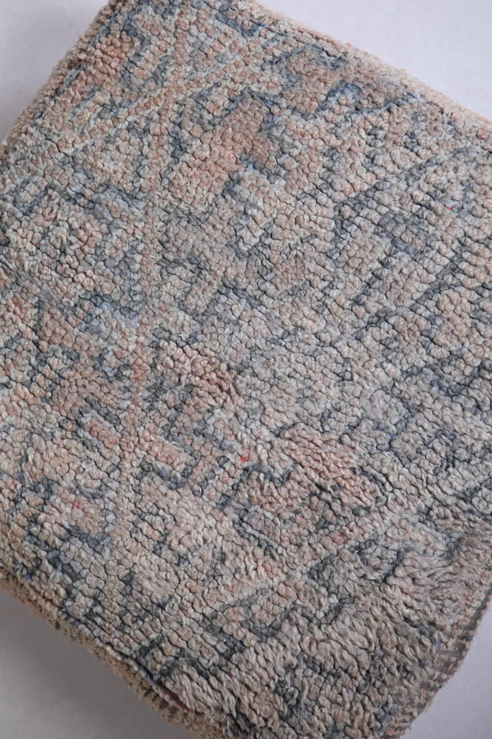 Soft Grey and Coral Moroccan Pouf Set - Image 3