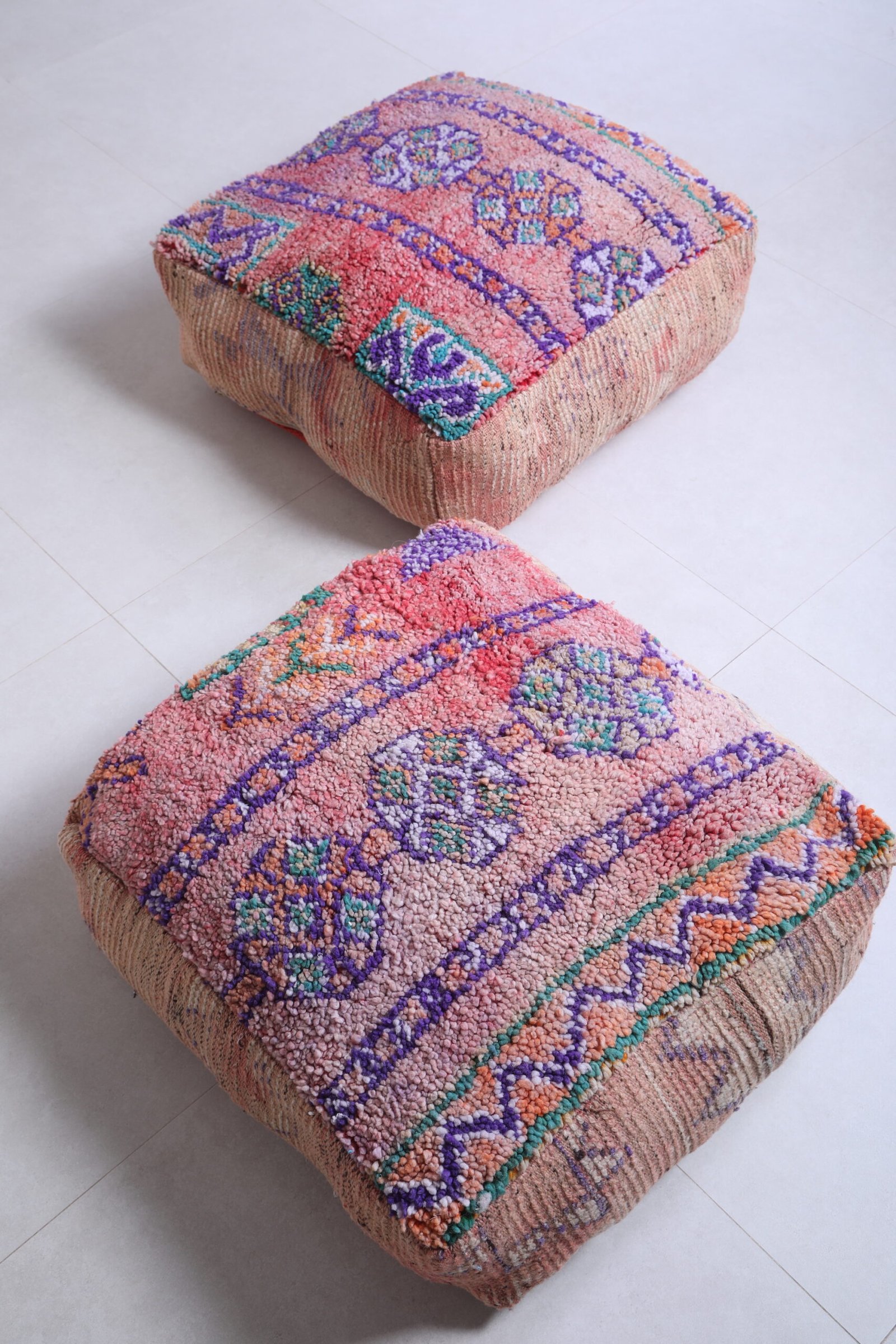Colorful Moroccan Pouf Pair - Image 5