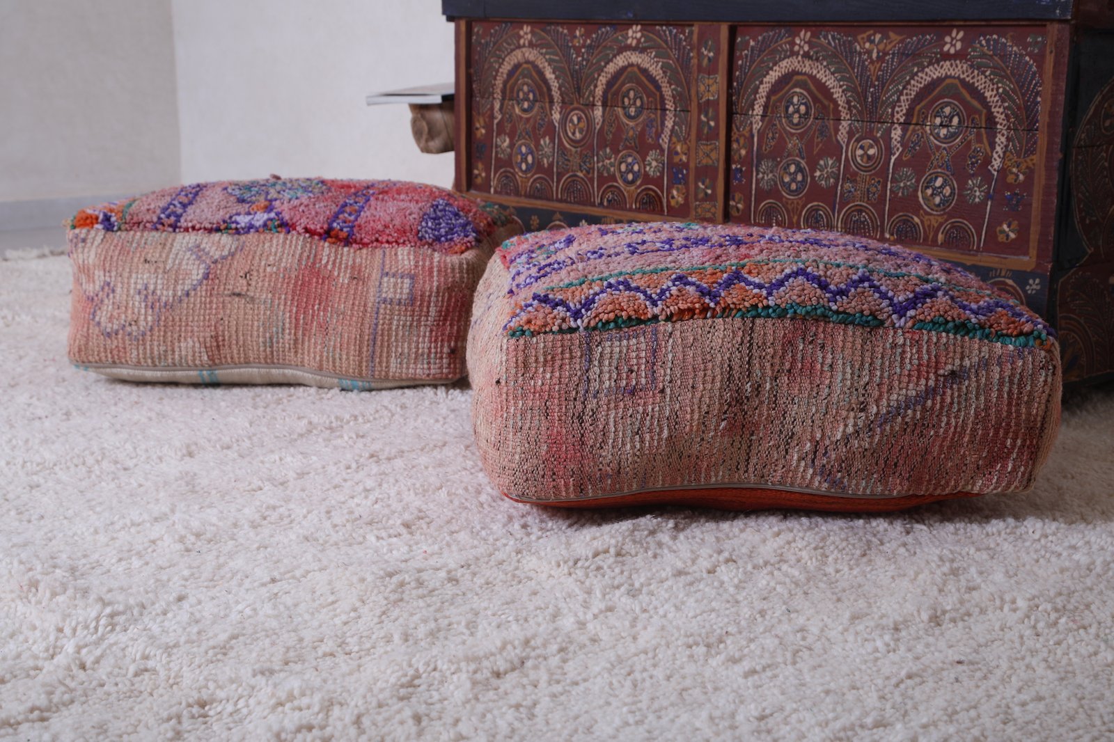 Colorful Moroccan Pouf Pair - Image 6