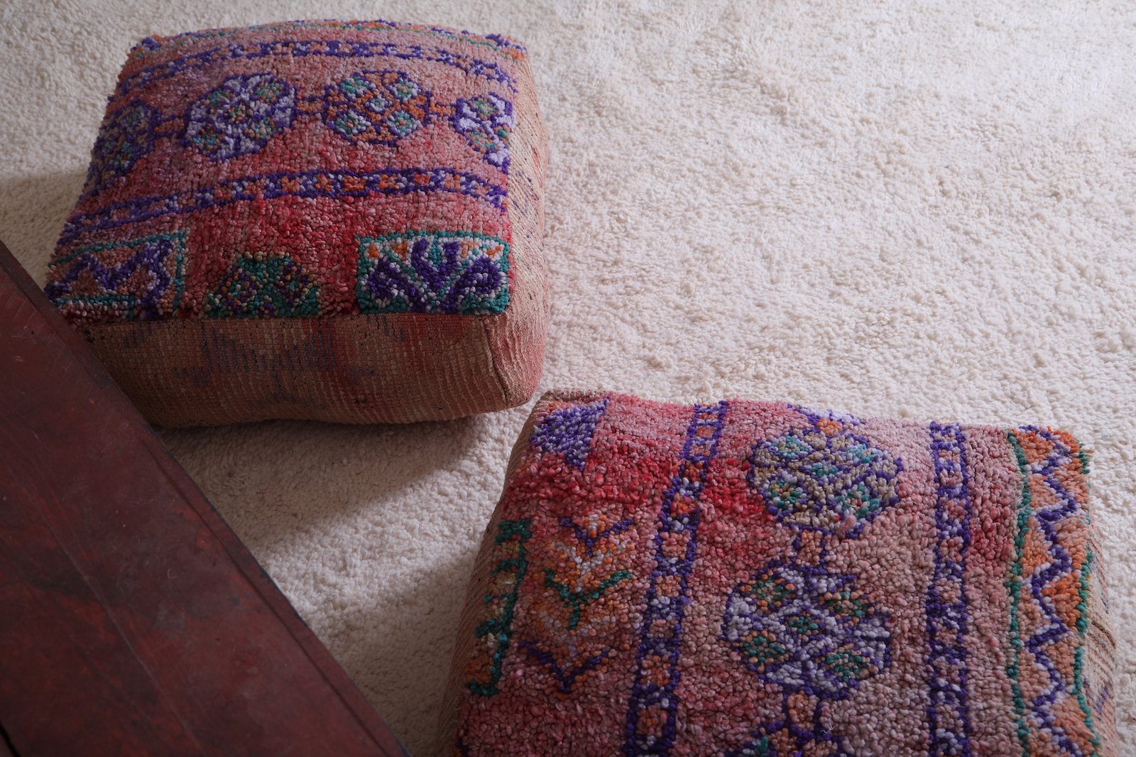 Colorful Moroccan Pouf Pair - Image 7