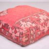 Blush Red Moroccan Pouf | Vintage Tribal Floor Cushion