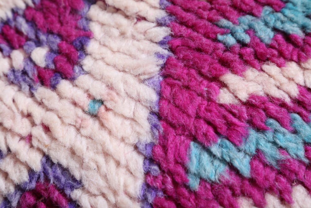 Handmade Violet Azilal Rug Moroccan Pouf - Image 4