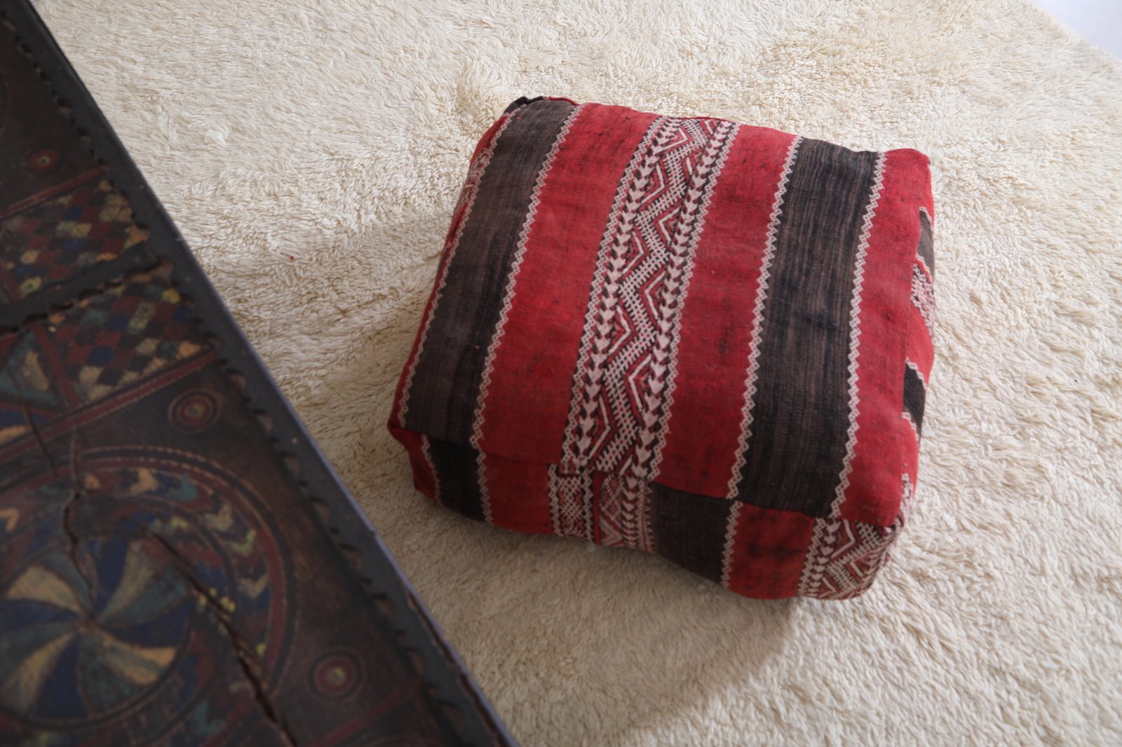 Moroccan Kilim Pouf Seat - Image 5