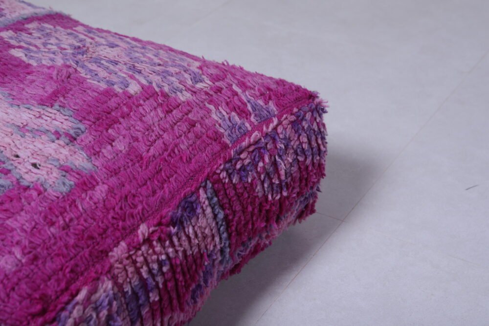 Vintage Pink & Violet Pouf | Handwoven Berber Ottoman - Image 2