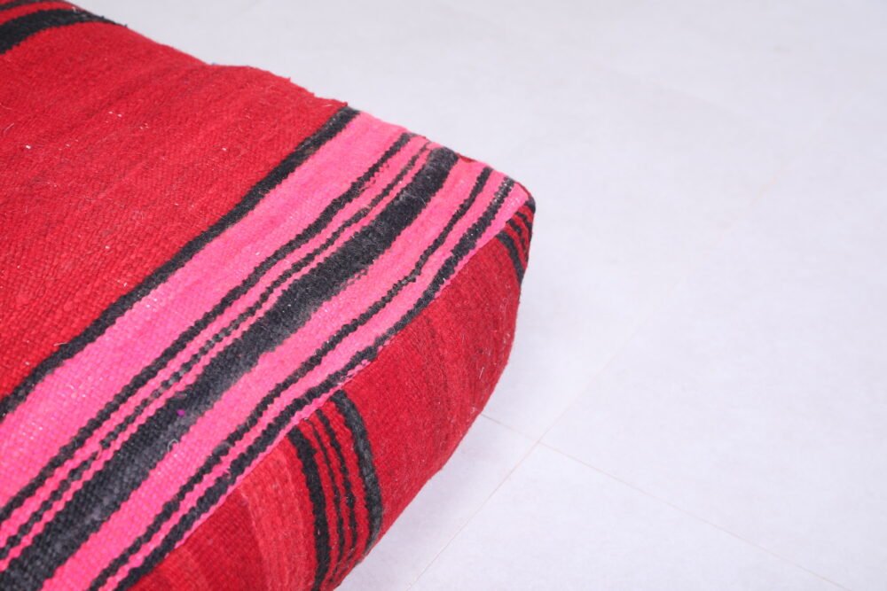 Berber Kilim Handwoven Red Pouf - Image 2