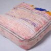 Blush Boucherouite Pouf with Colorful Tassels