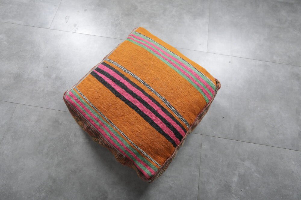 ottoman Vintage Kilim Moroccan Pouf - Image 6