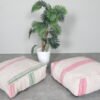 Cream Moroccan Poufs with Pastel Stripes