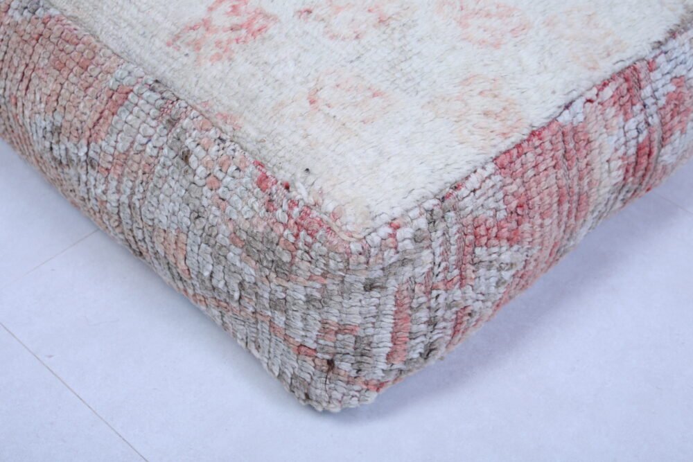 Cream and Blush Moroccan Wool Pouf - Image 2