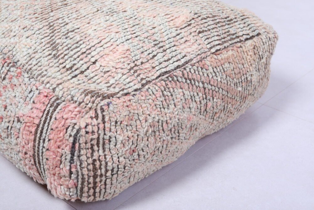 Vintage Wool Pouf | Soft Pastel Moroccan Ottoman - Image 3