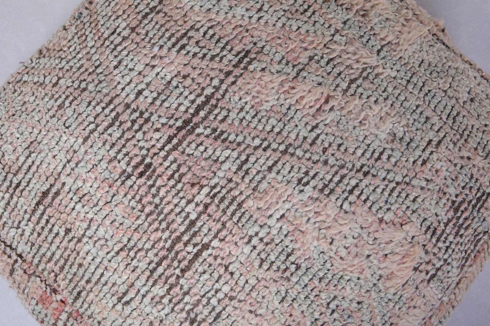 Vintage Wool Pouf | Soft Pastel Moroccan Ottoman - Image 4