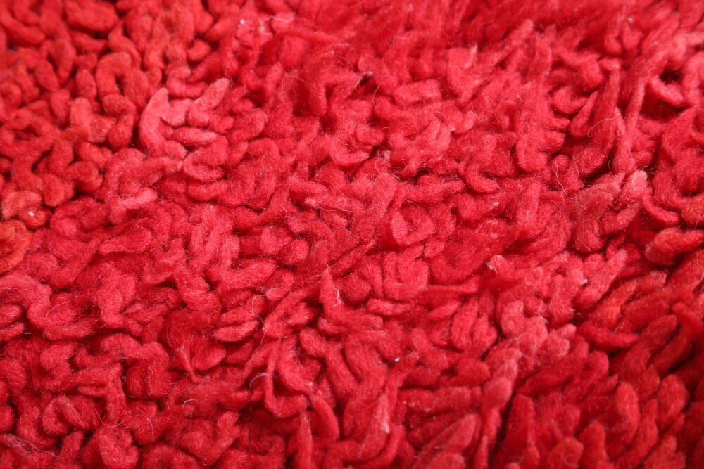 Red Moroccan Wool Pouf | Shaggy Long Floor Cushion - Image 5