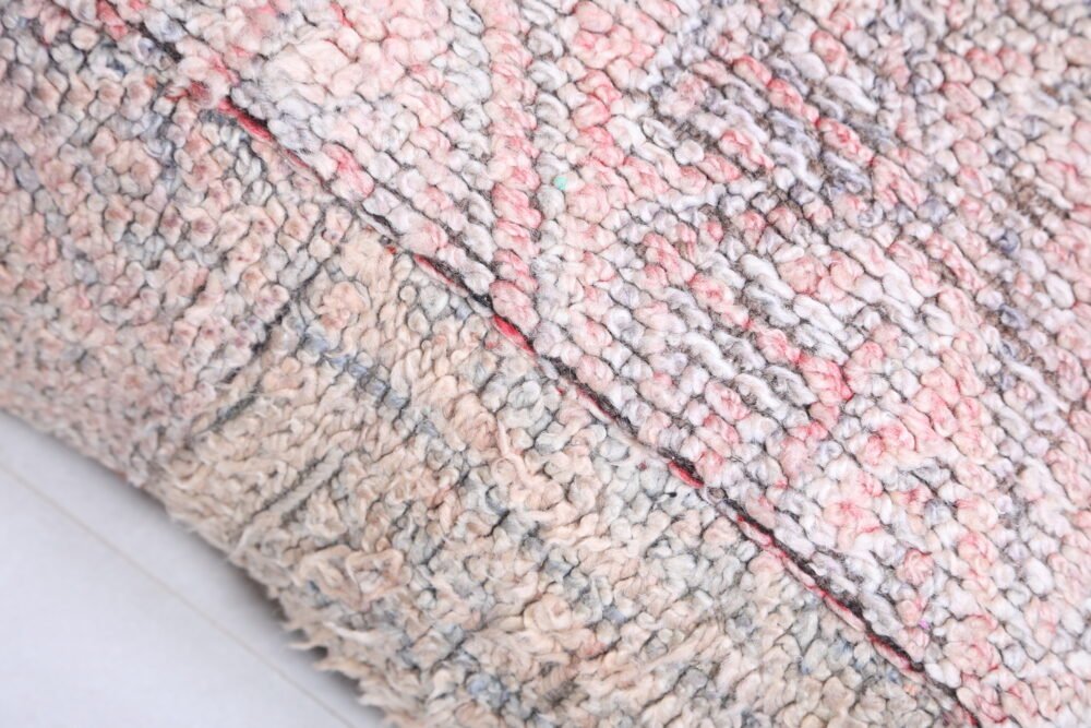 Blush and Beige Moroccan Pouf | Soft Wool Tribal Floor Cushion - Image 3