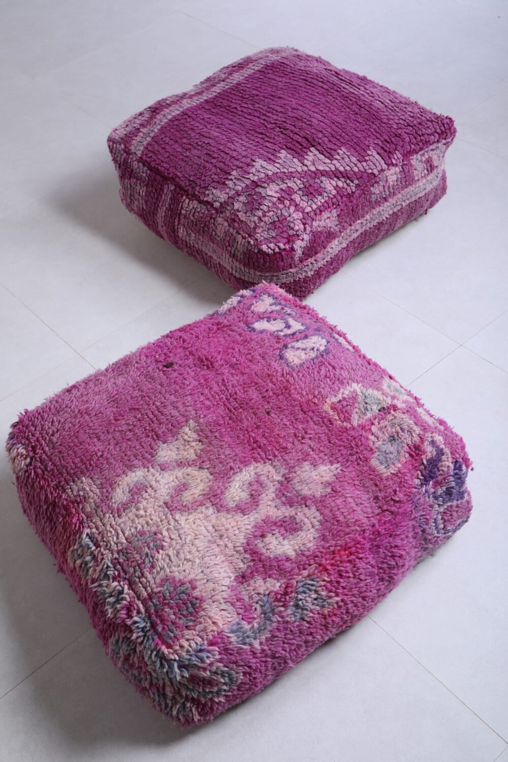 Moroccan Wool Ottoman Pair - Image 8
