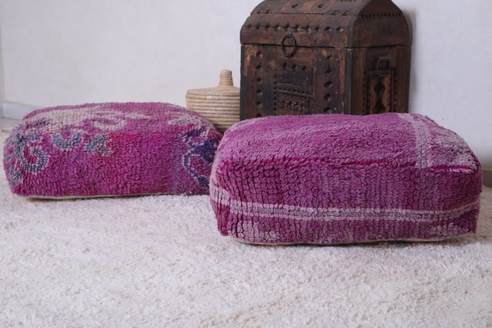 Moroccan Wool Ottoman Pair - Image 9