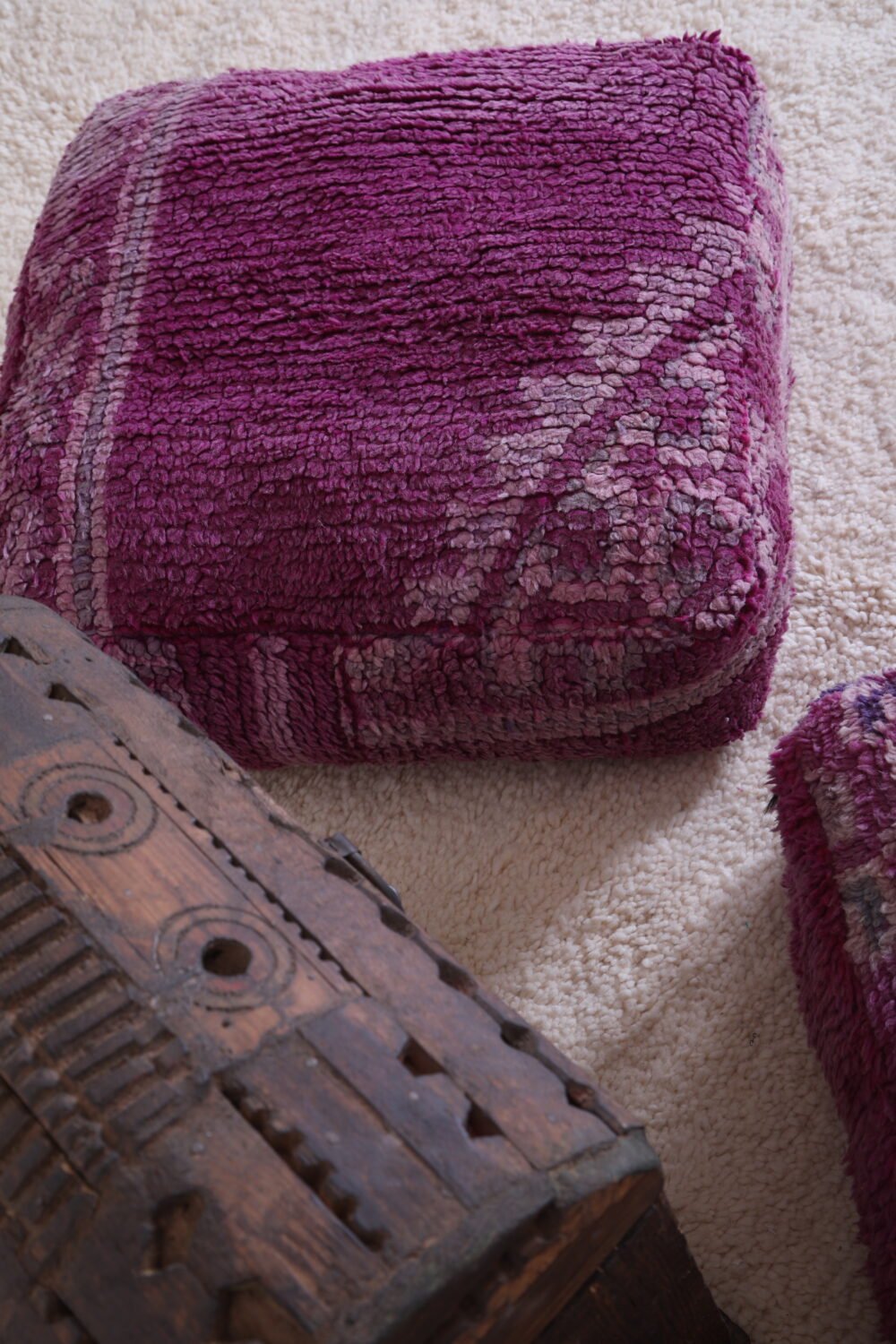 Moroccan Wool Ottoman Pair - Image 10