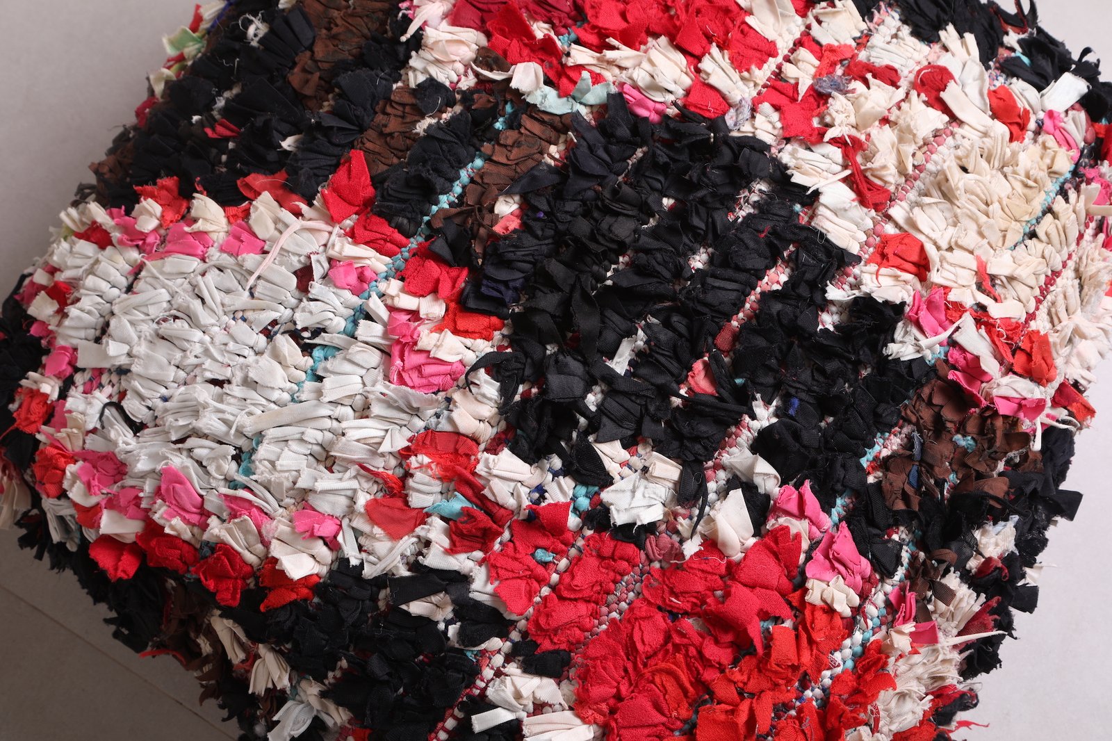 Colorful Moroccan Pouf | Boucherouite Floor Cushion with Shag Texture - Image 3