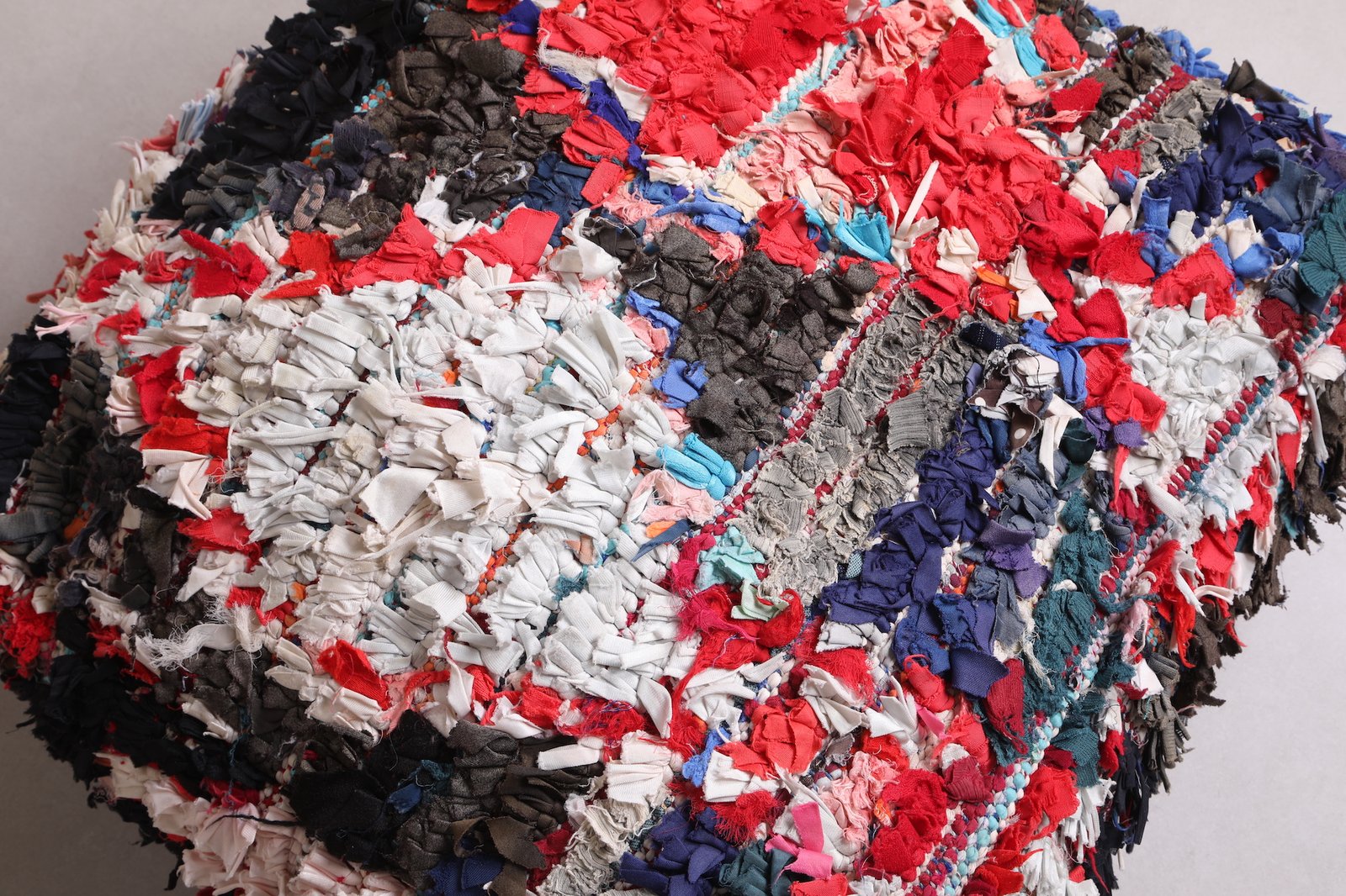 Colorful Moroccan Pouf | Boucherouite Floor Cushion with Shag Texture - Image 6