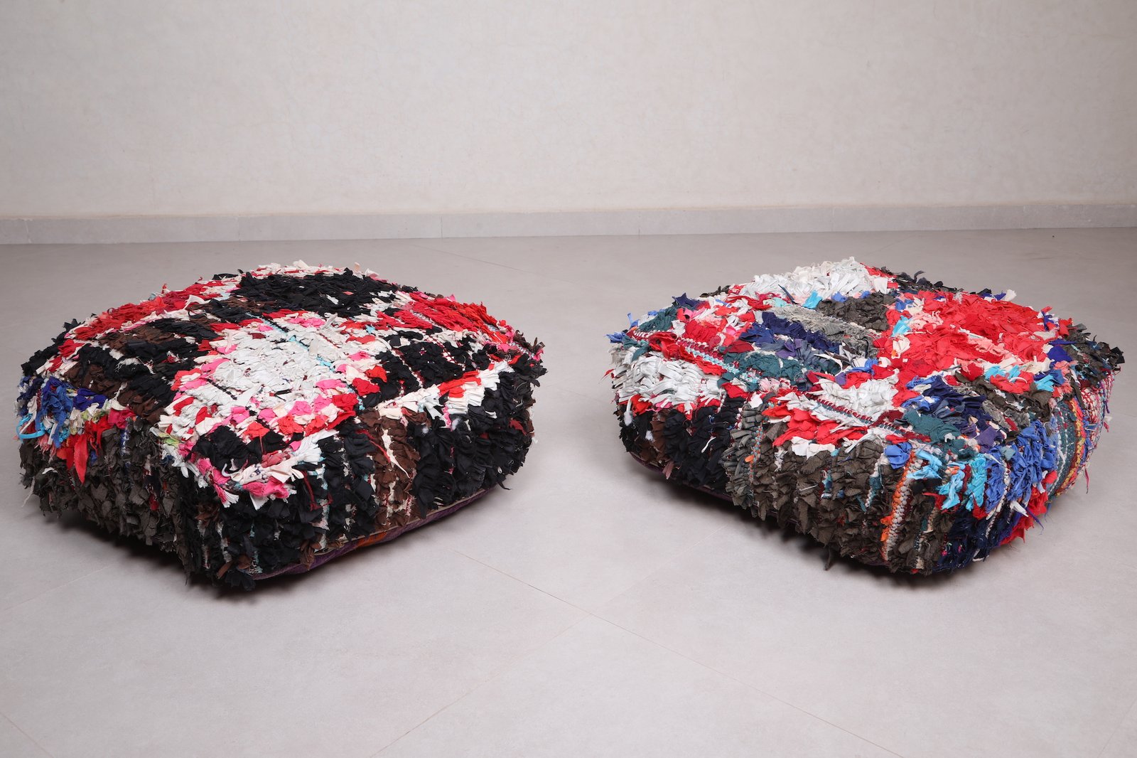 Colorful Moroccan Pouf | Boucherouite Floor Cushion with Shag Texture - Image 7