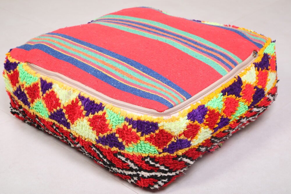 Rainbow Berber Pouf | Tribal Patchwork Moroccan Ottoman - Image 5