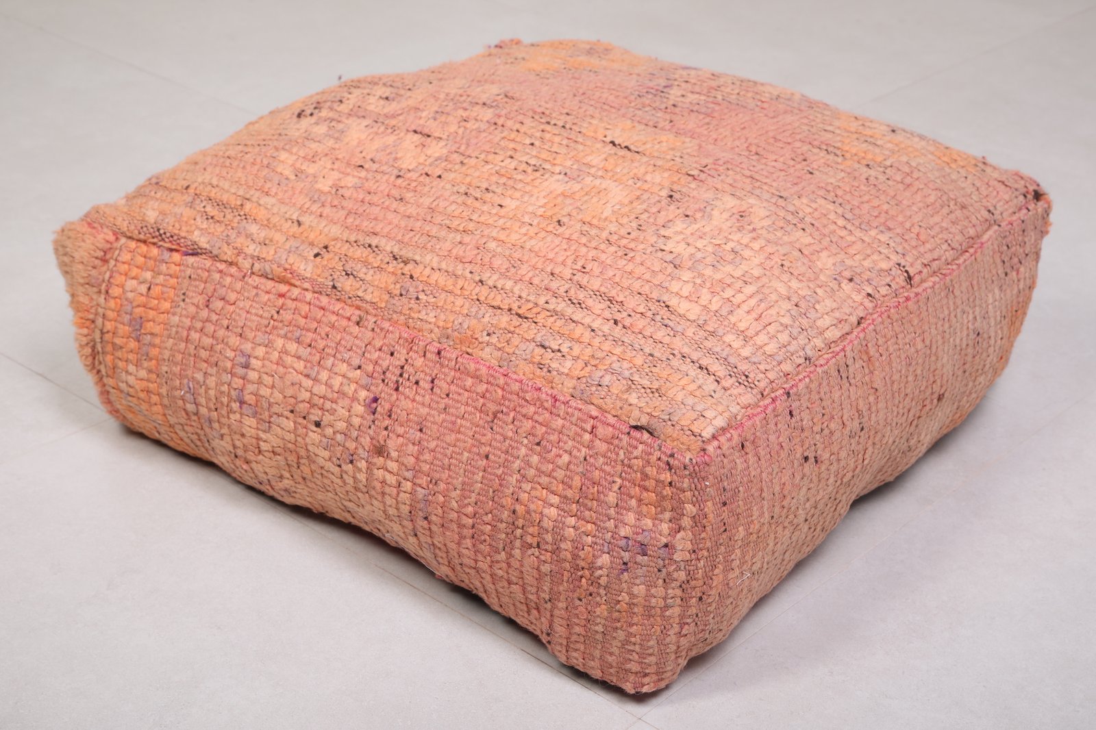 Earthy Orange Moroccan Pouf | Minimal Wool Floor Seat