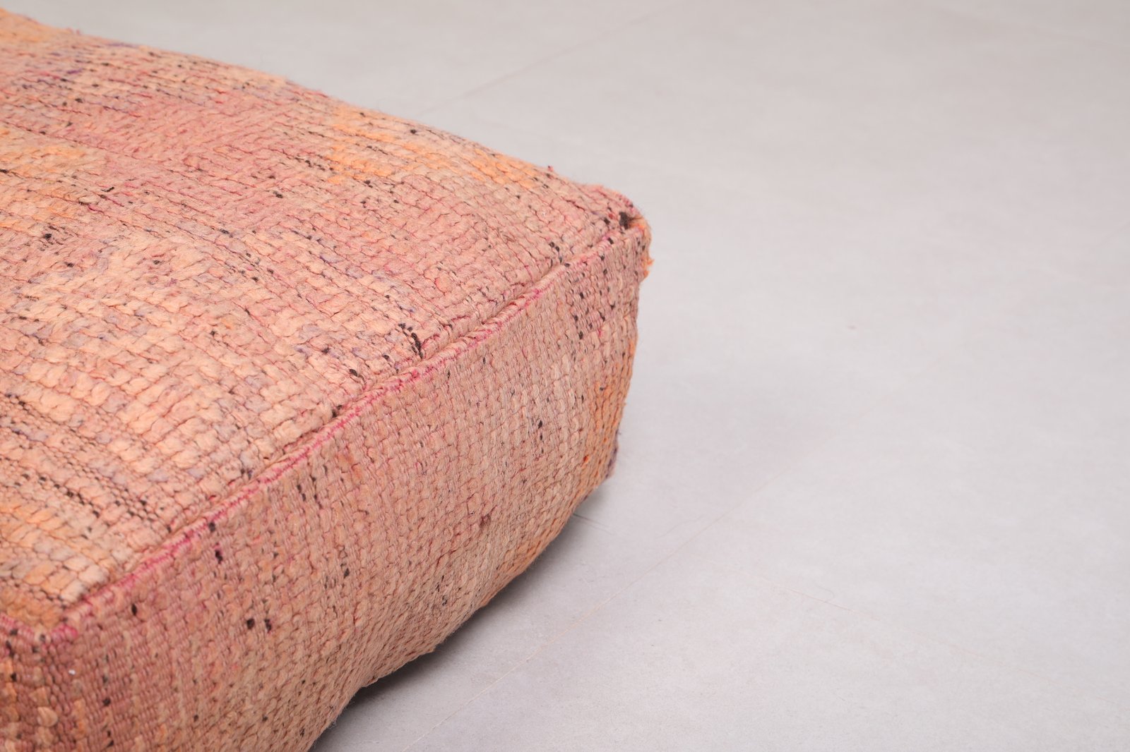 Earthy Orange Moroccan Pouf | Minimal Wool Floor Seat - Image 2