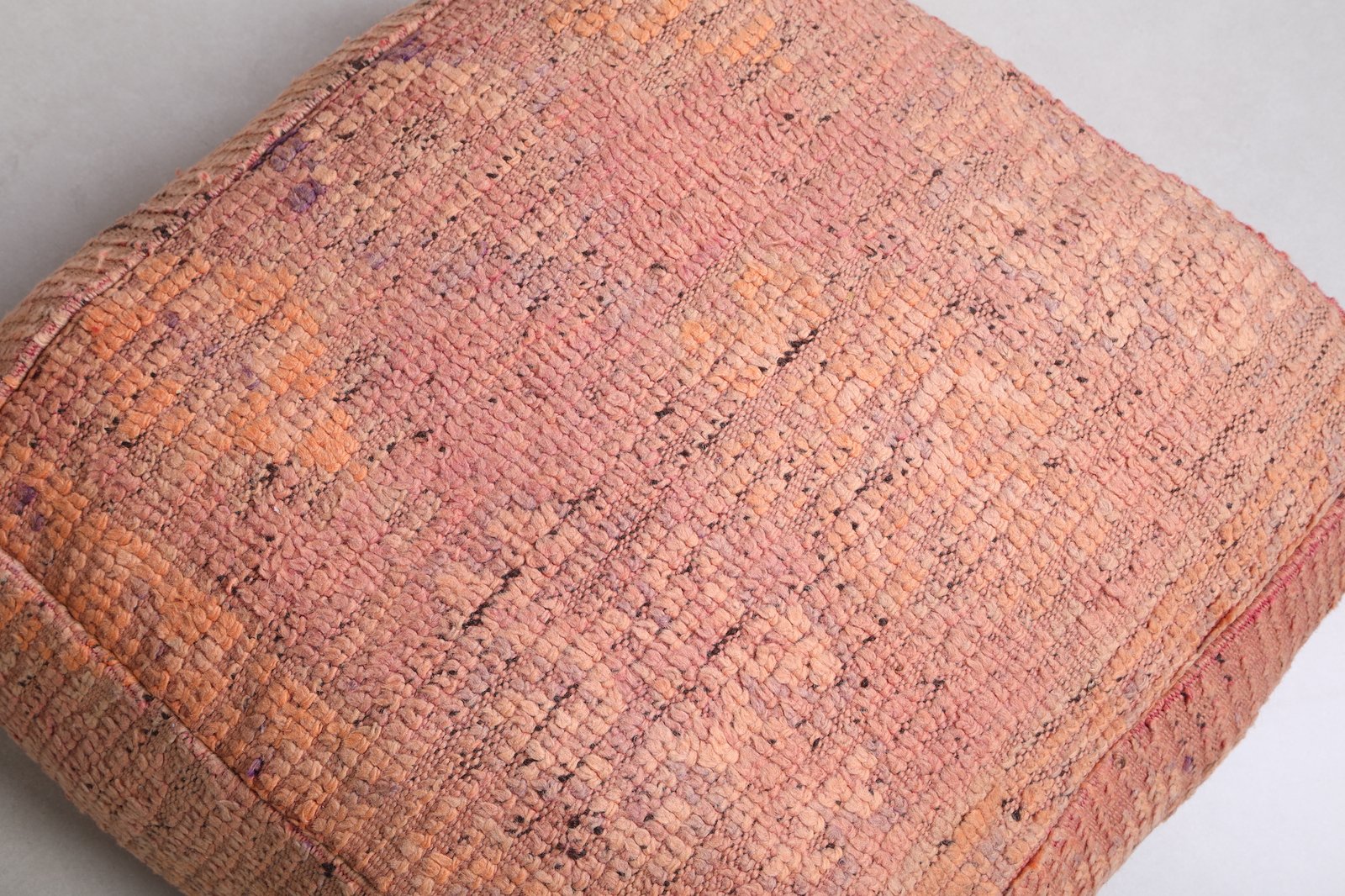 Earthy Orange Moroccan Pouf | Minimal Wool Floor Seat - Image 3