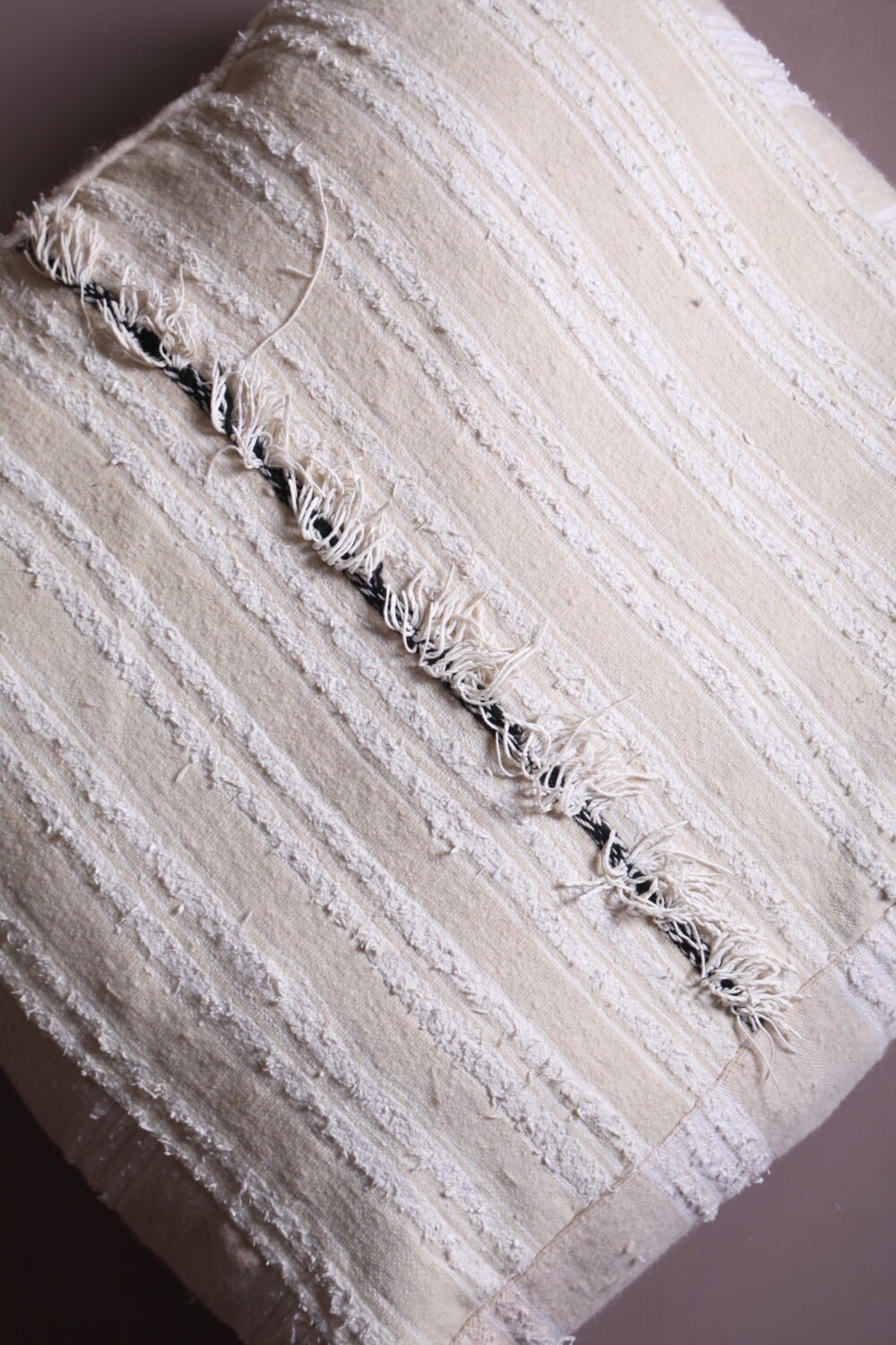 Minimalist Floor Poufs in Cream and White | Berber Artisan Pair - Image 7