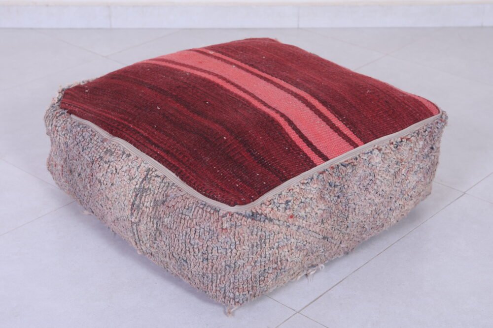 Soft Blush Moroccan Pouf | Handwoven Neutral Floor Cushion - Image 7