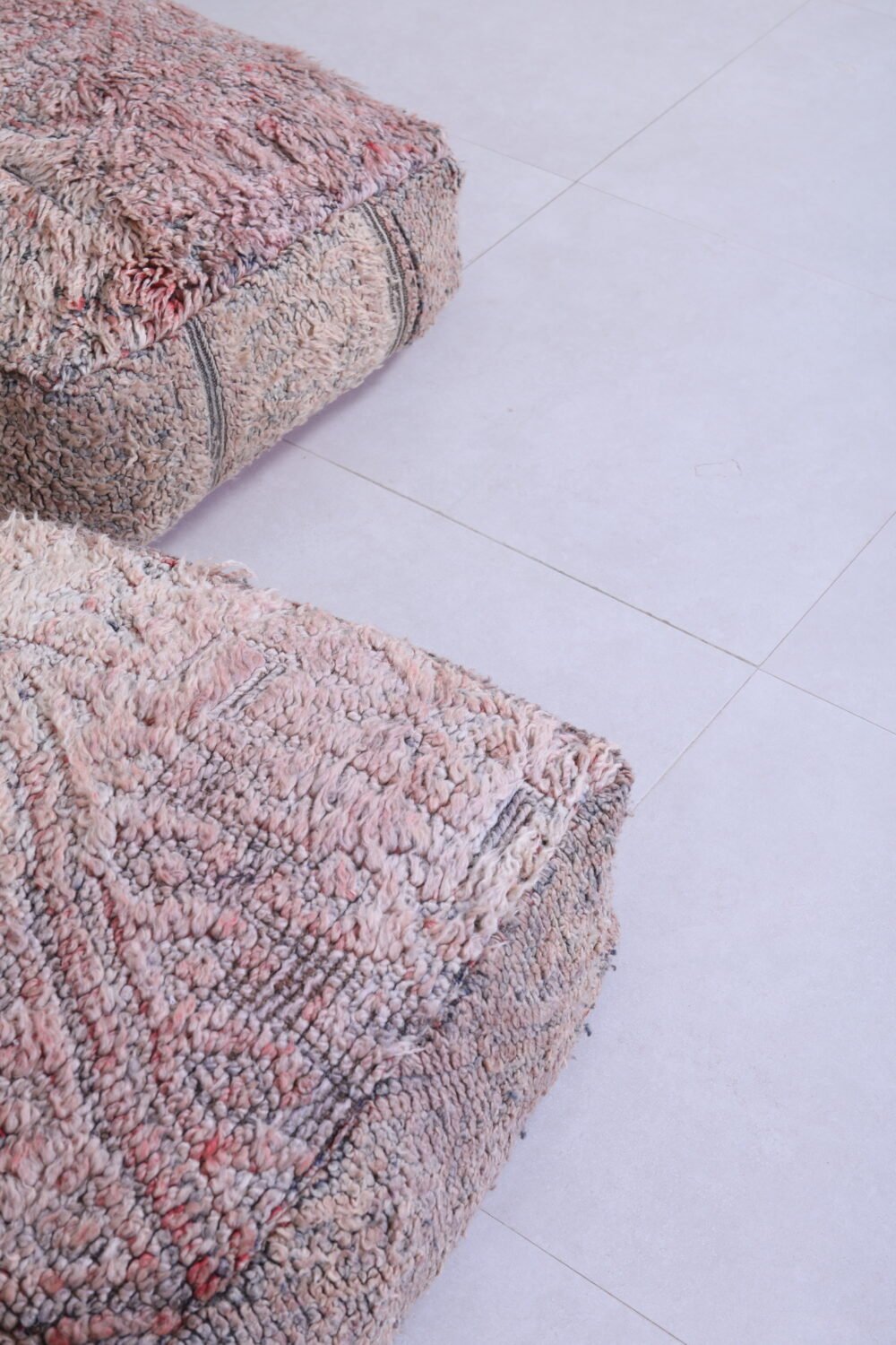 Soft Blush Moroccan Pouf | Handwoven Neutral Floor Cushion - Image 9