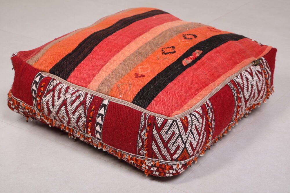 Berber Ottoman Pair | Bold Red Moroccan Poufs - Image 4
