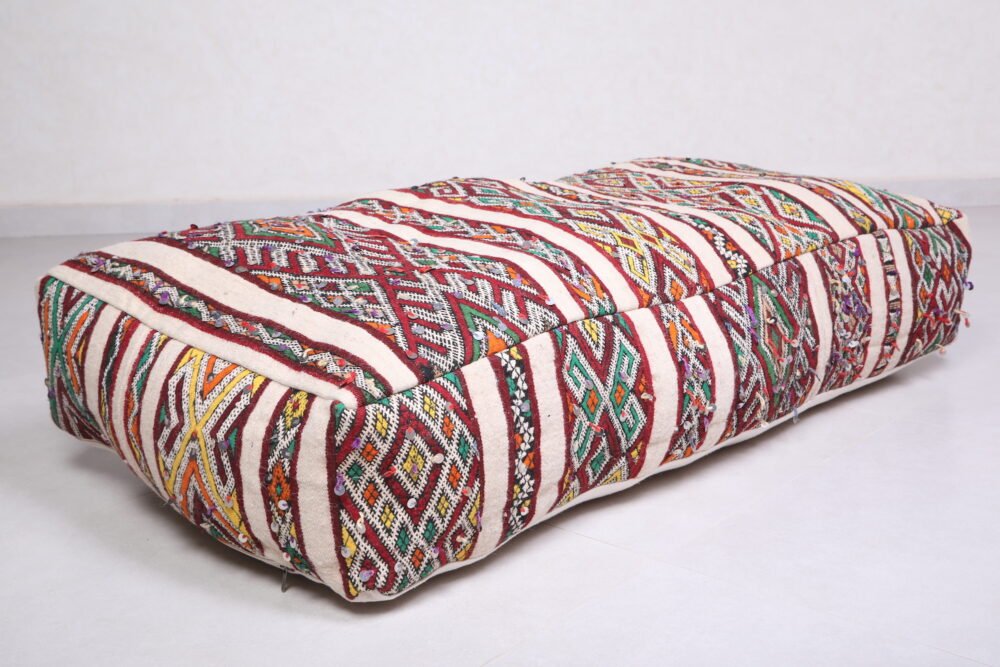 Moroccan Floor Poufs with Tribal Patterns | Long Berber Ottomans - Image 3