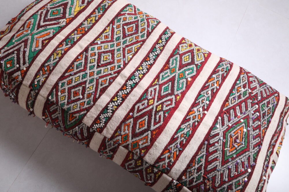 Moroccan Floor Poufs with Tribal Patterns | Long Berber Ottomans - Image 4