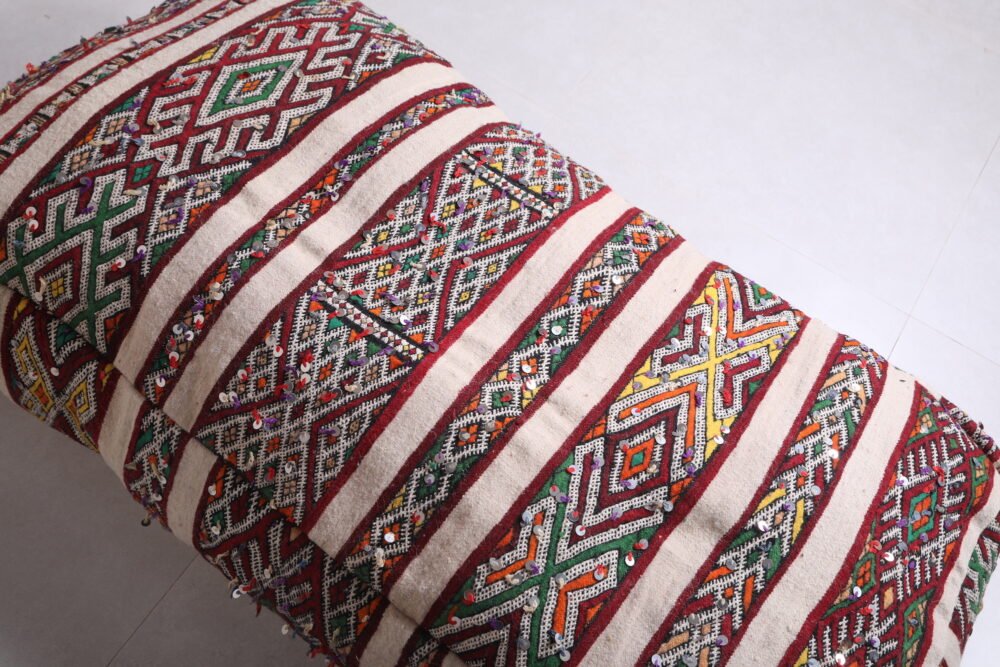 Moroccan Floor Poufs with Tribal Patterns | Long Berber Ottomans - Image 8