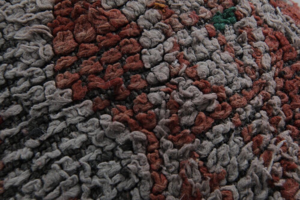Earthy Brown Moroccan Floor Pouf | Vintage Wool Rug Ottoman - Image 4