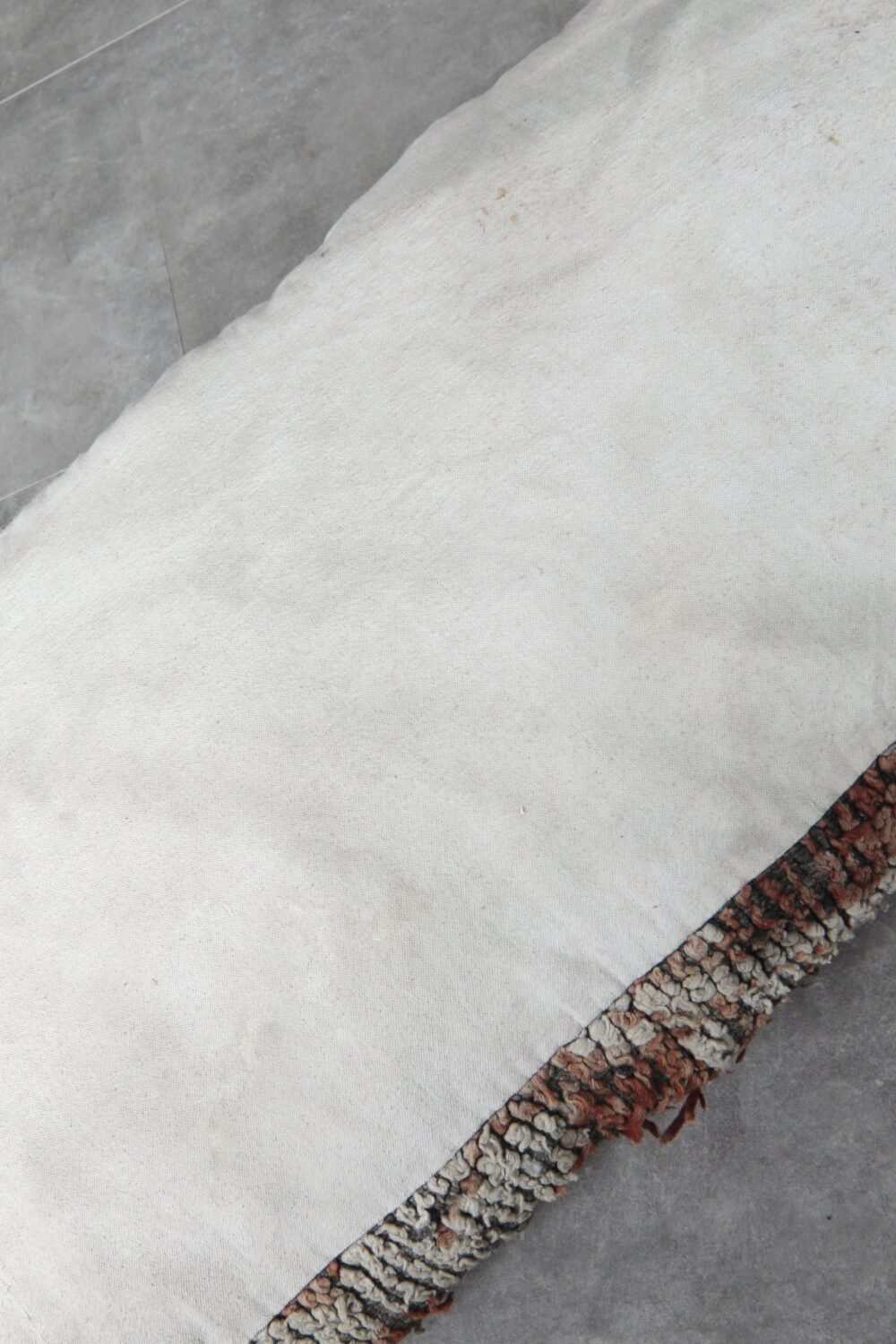 Earthy Brown Moroccan Floor Pouf | Vintage Wool Rug Ottoman - Image 6