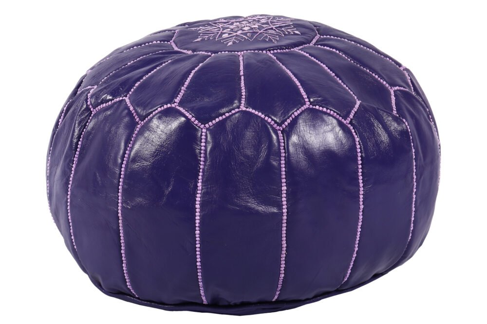 Handcrafted Dark Purple Moroccan Pouf