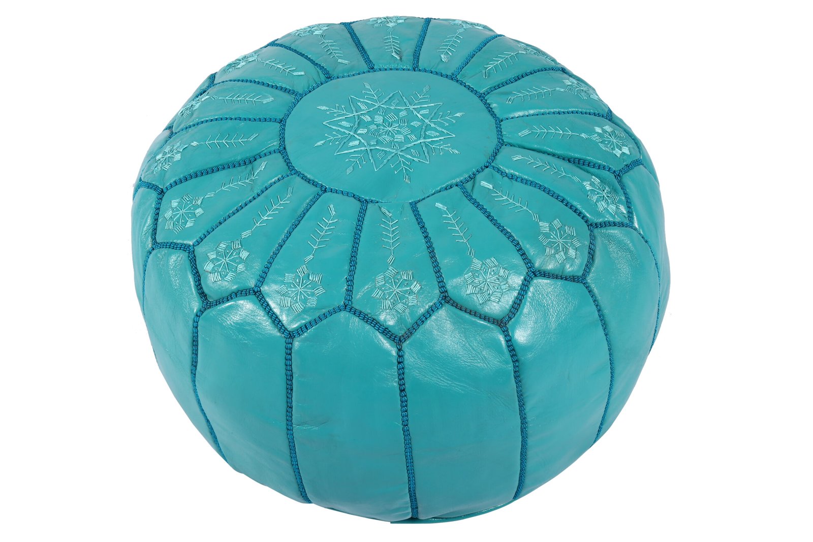 Handmade Light Turquoise Moroccan Pouf
