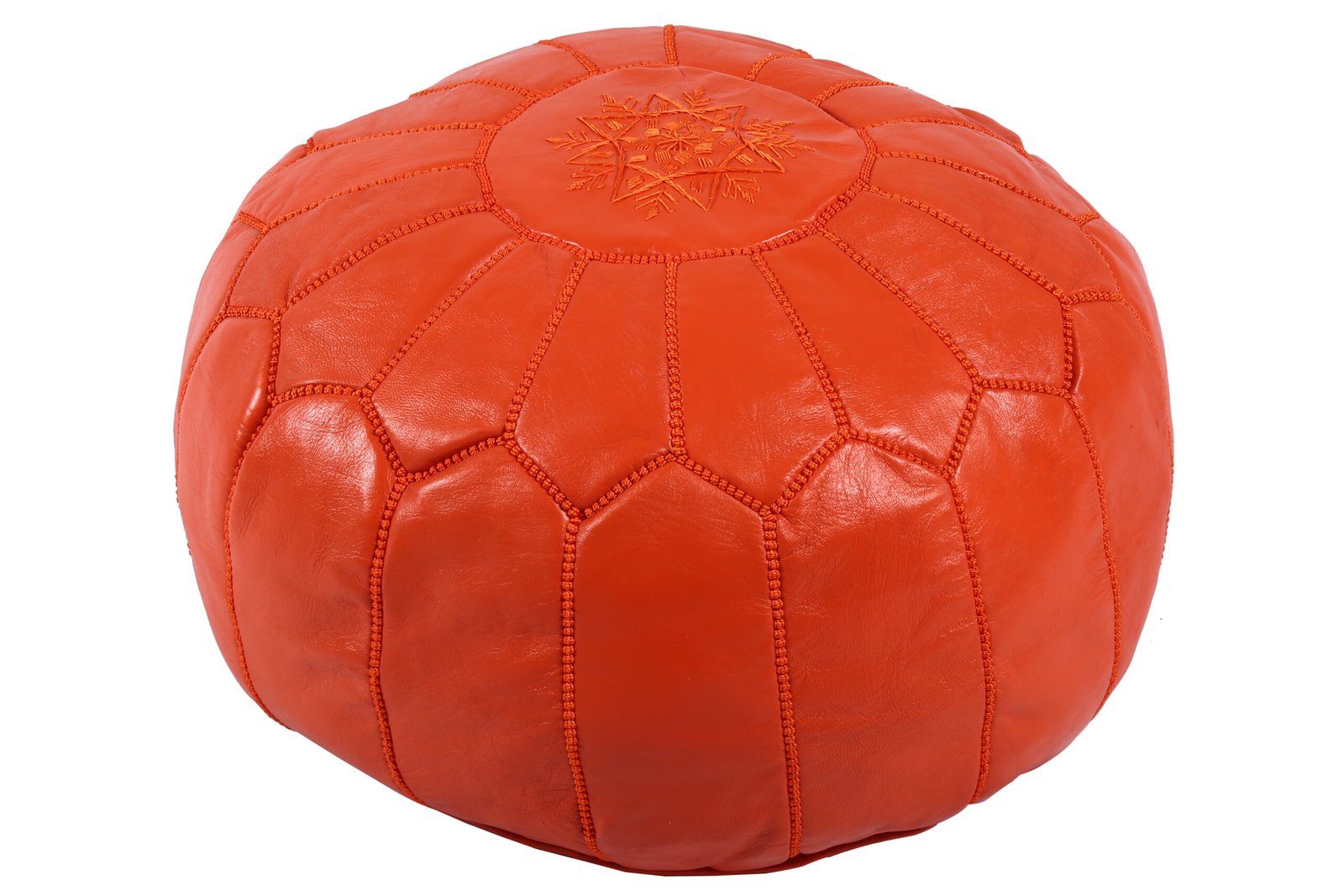 Bright Orange Moroccan Pouf