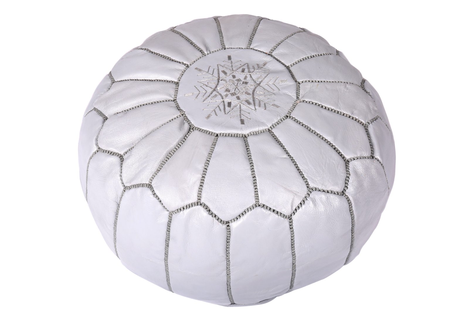 Moroccan leather pouf