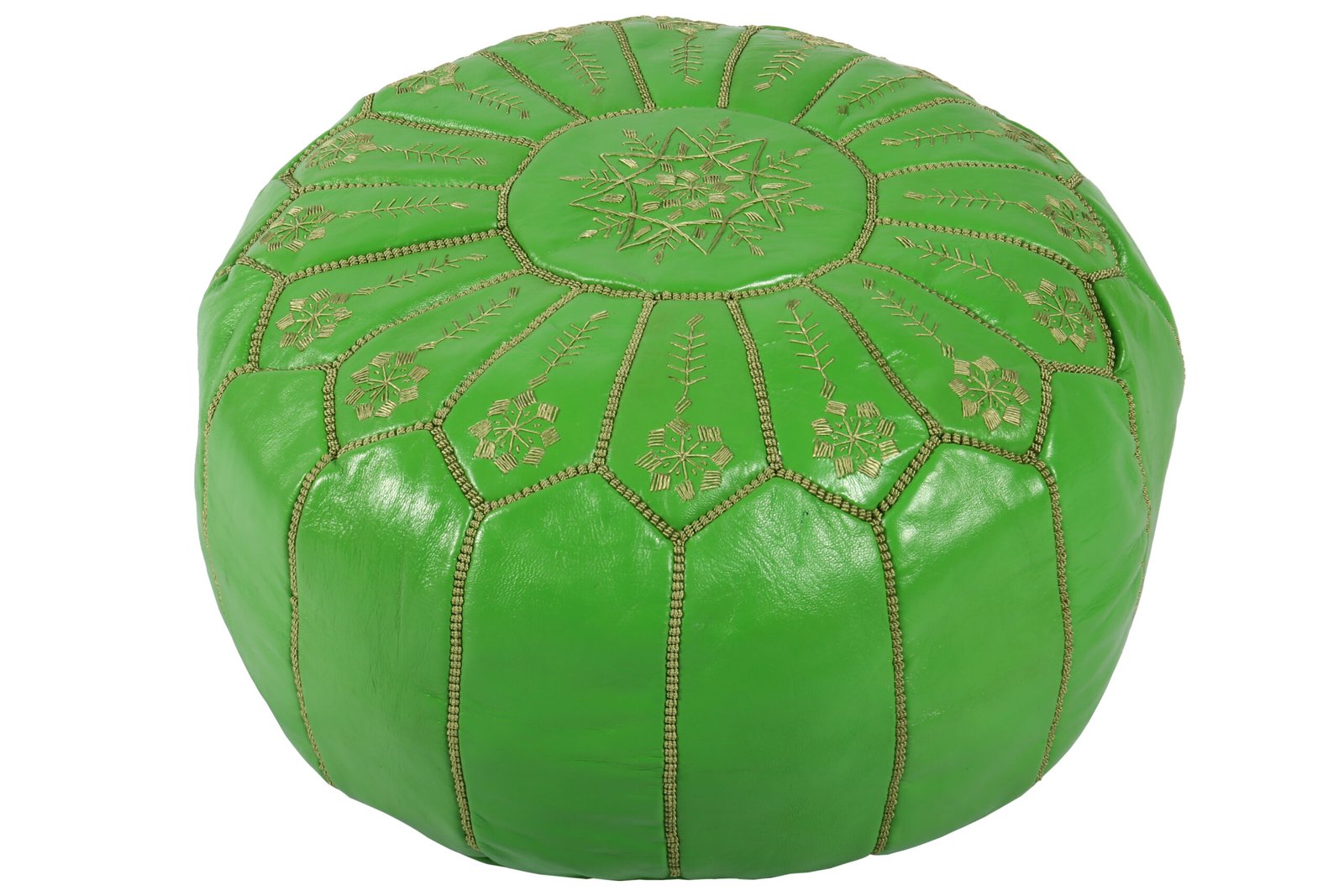 Bright Green Moroccan Leather Pouf