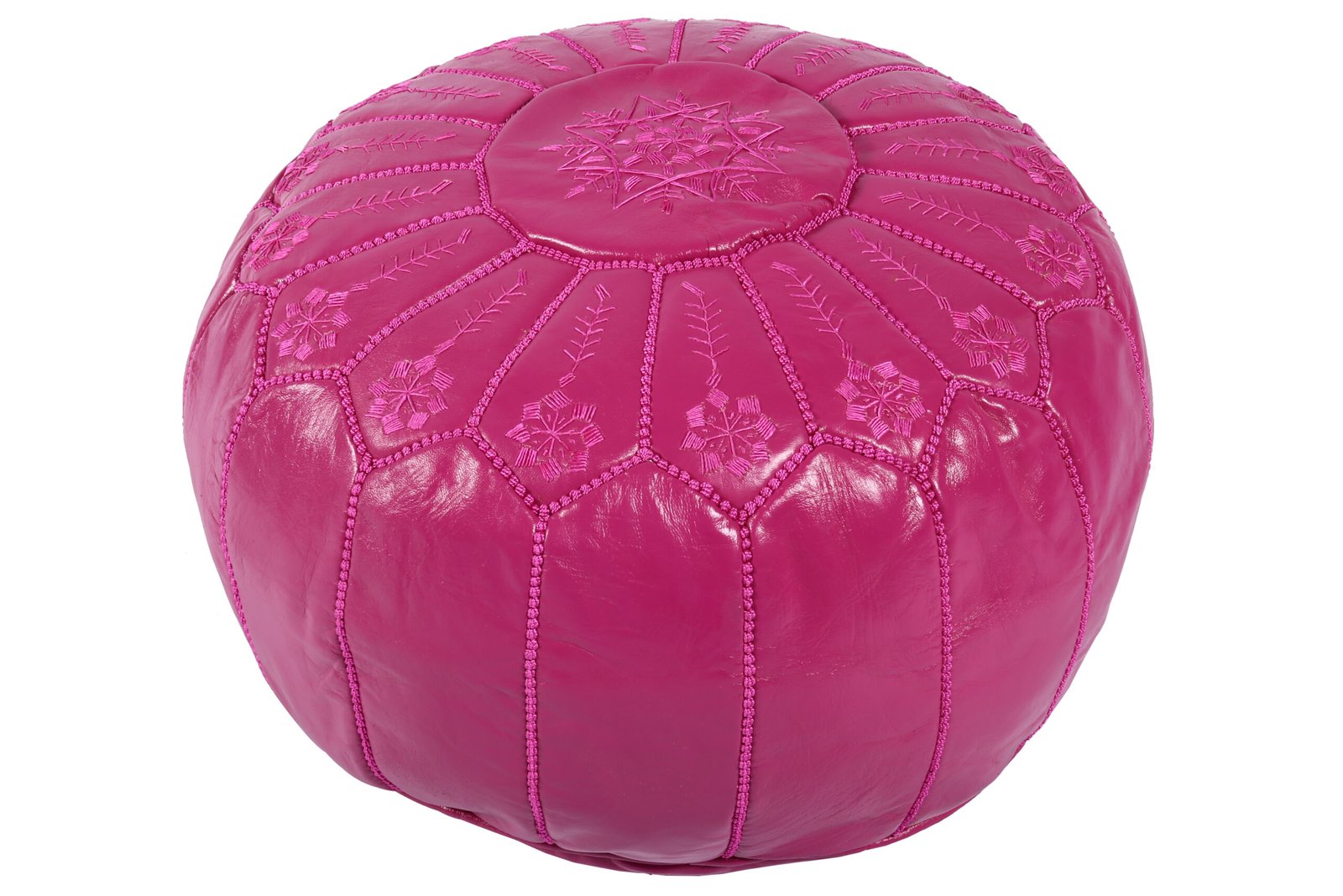 Fuchsia Moroccan leather pouf
