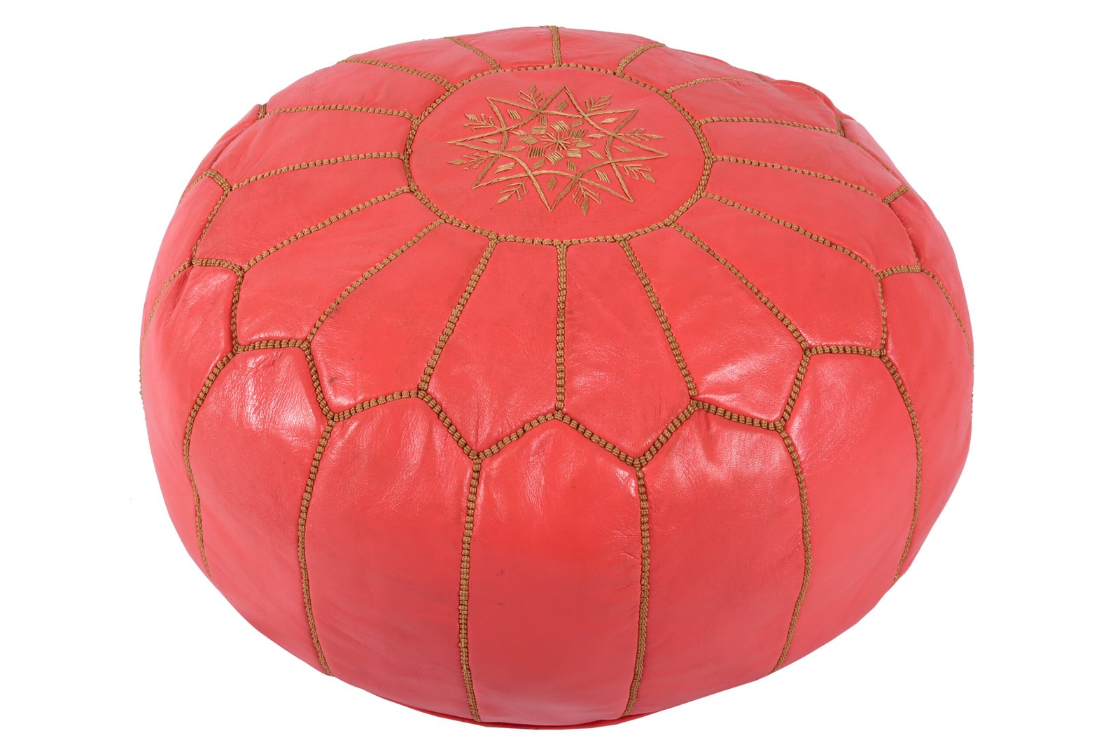 Coral red Moroccan pouf
