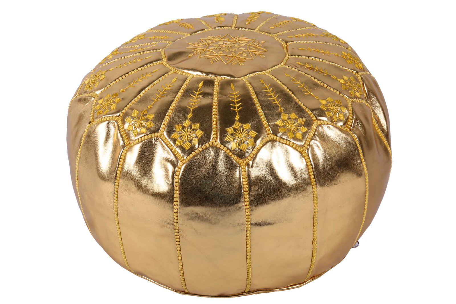 Gold Moroccan leather pouf