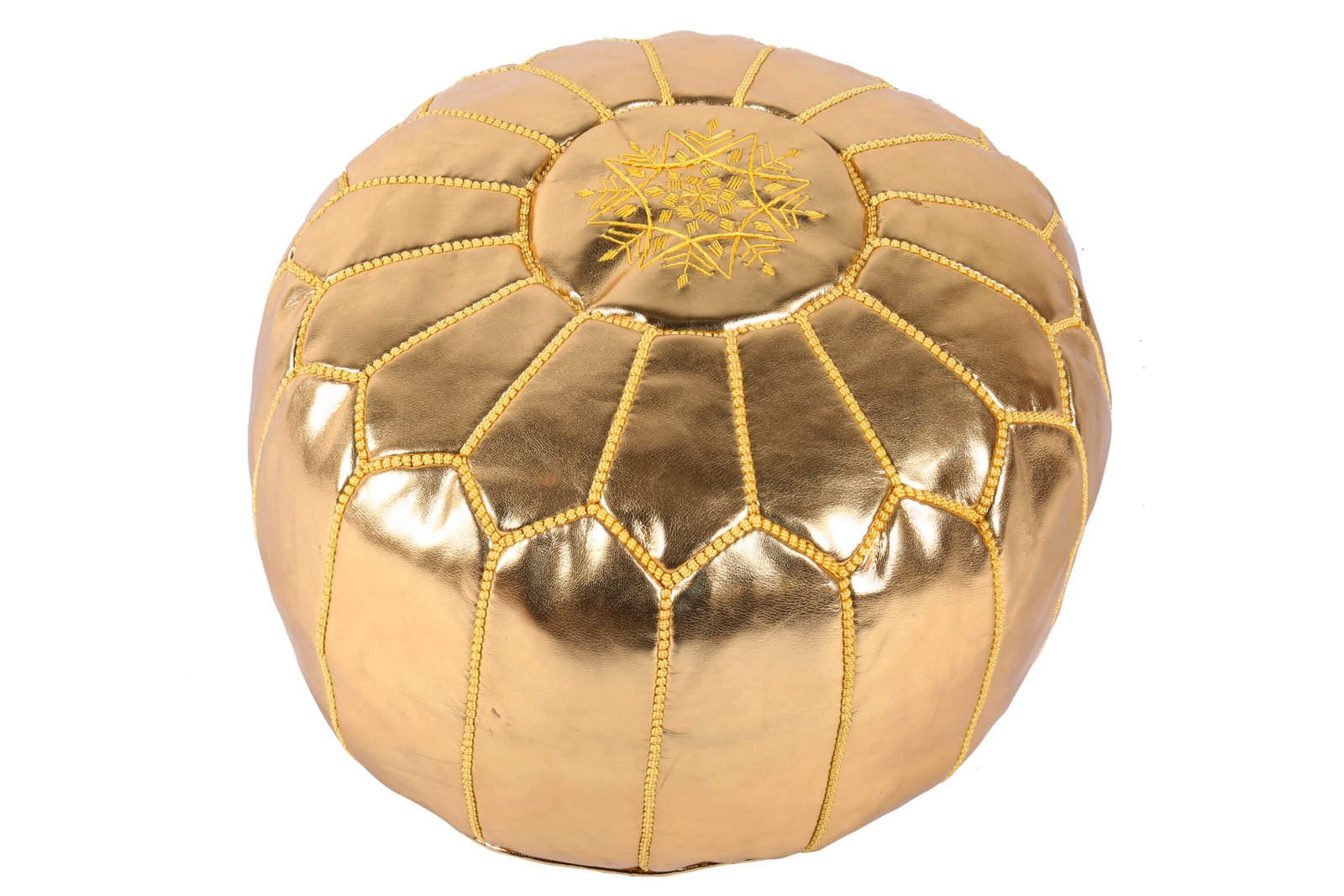 Gold Moroccan leather pouf