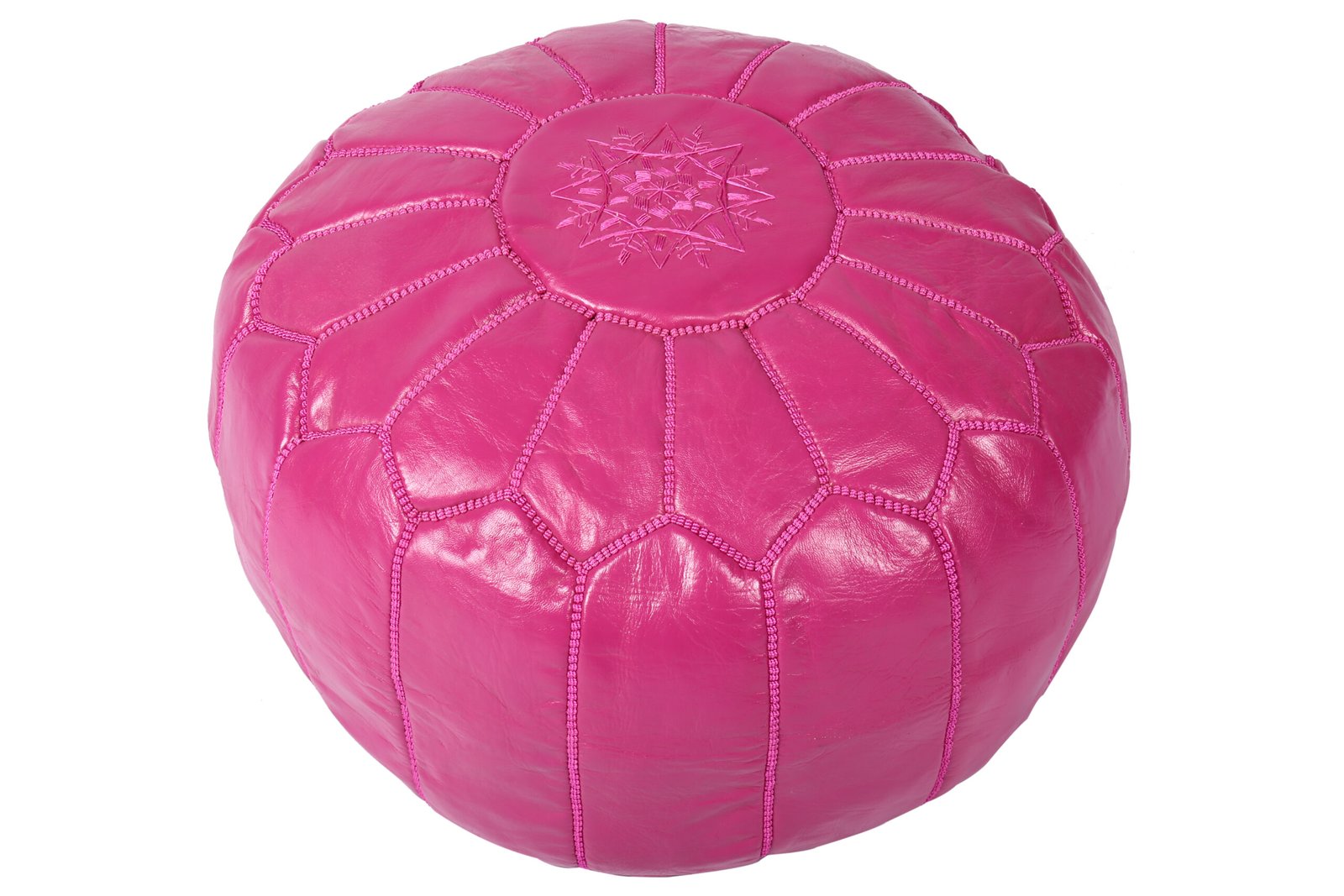Fuchsia Moroccan leather pouf