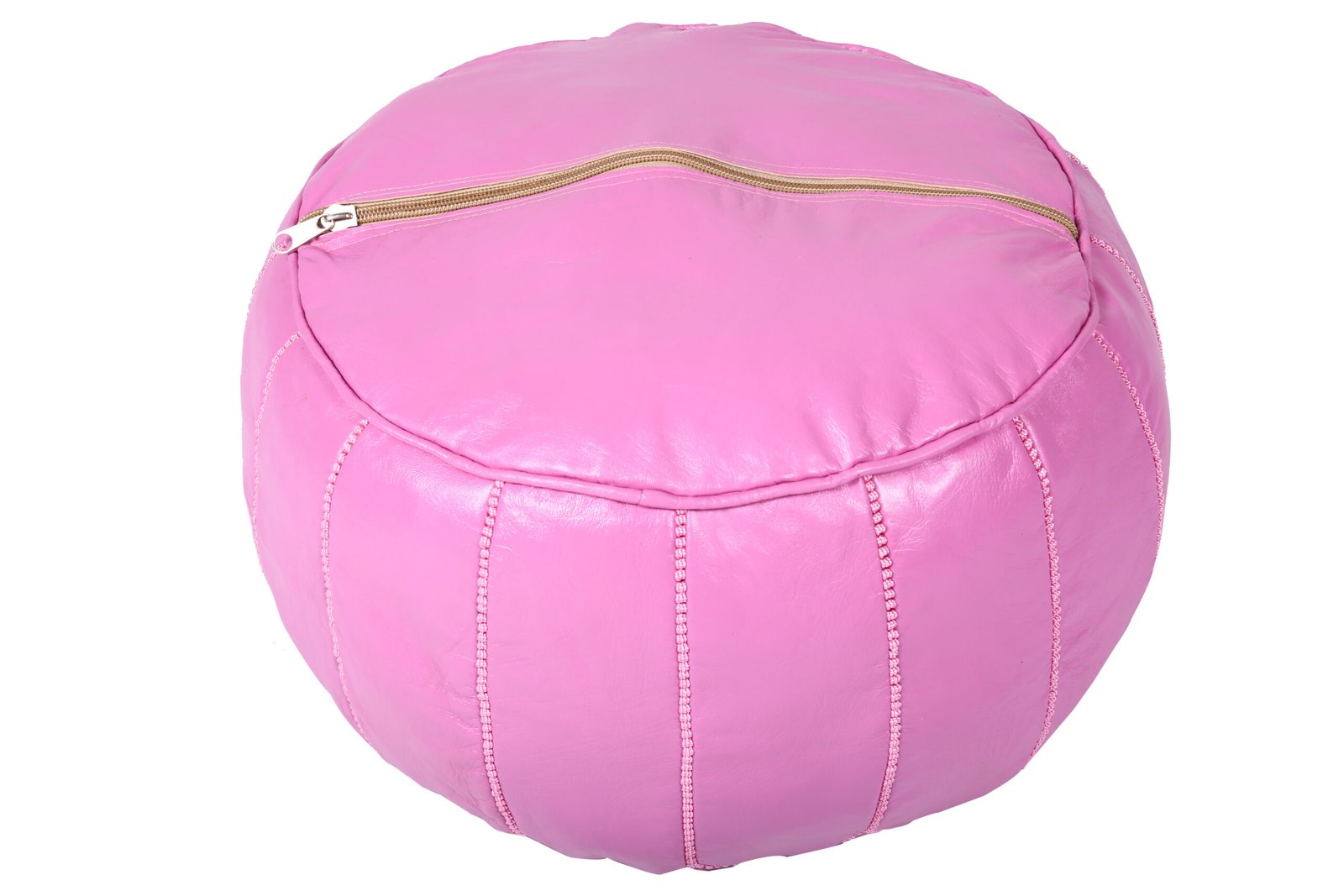 Bubblegum pink Moroccan leather pouf – Handmade ottoman - Image 5