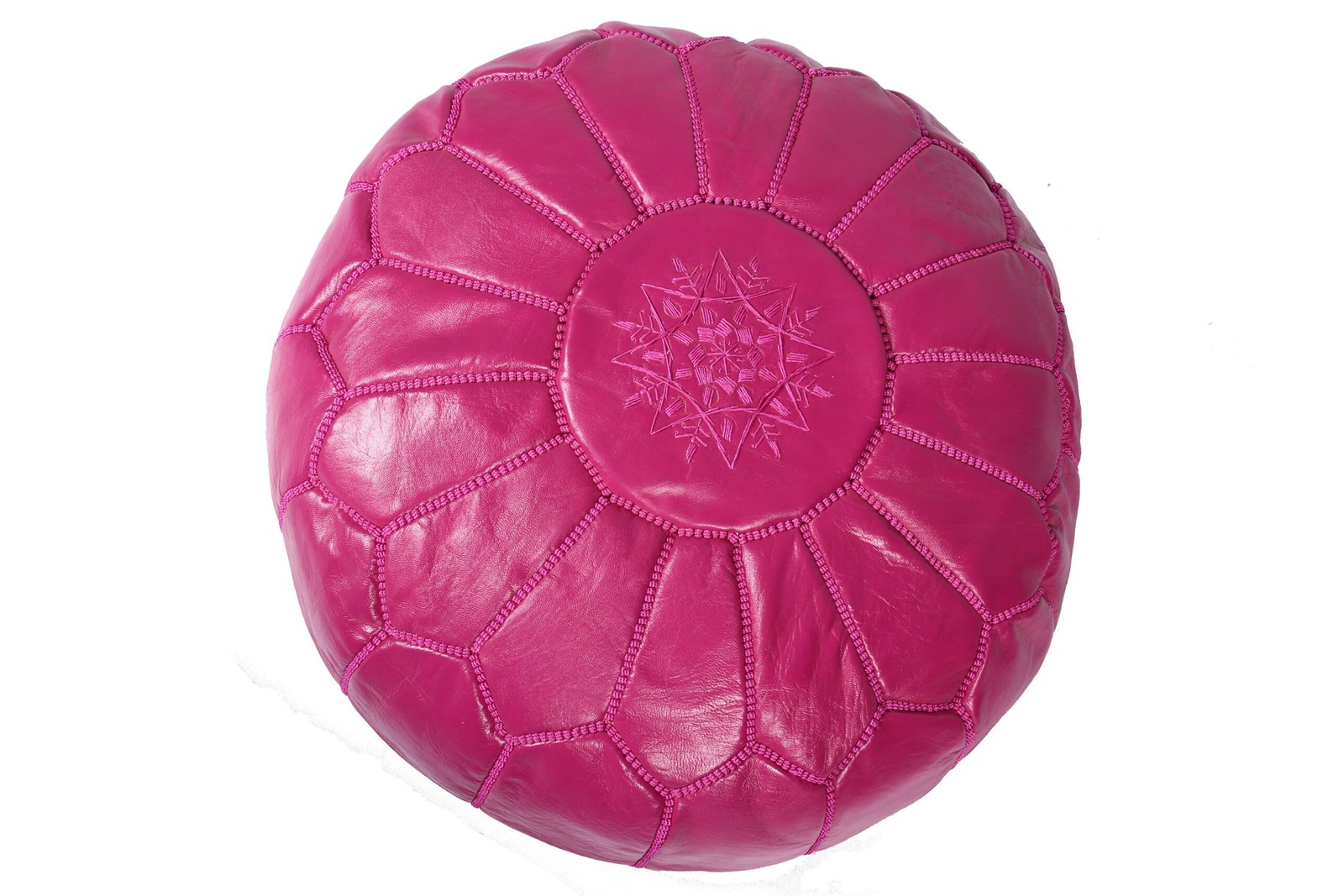 Fuchsia Moroccan leather pouf