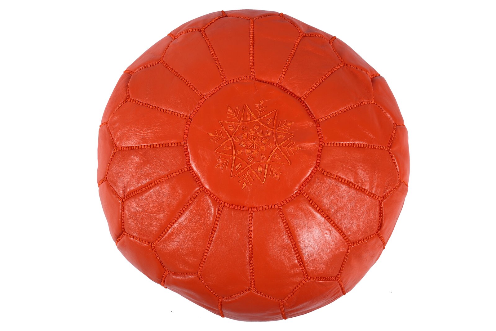 Bright Orange Moroccan Pouf