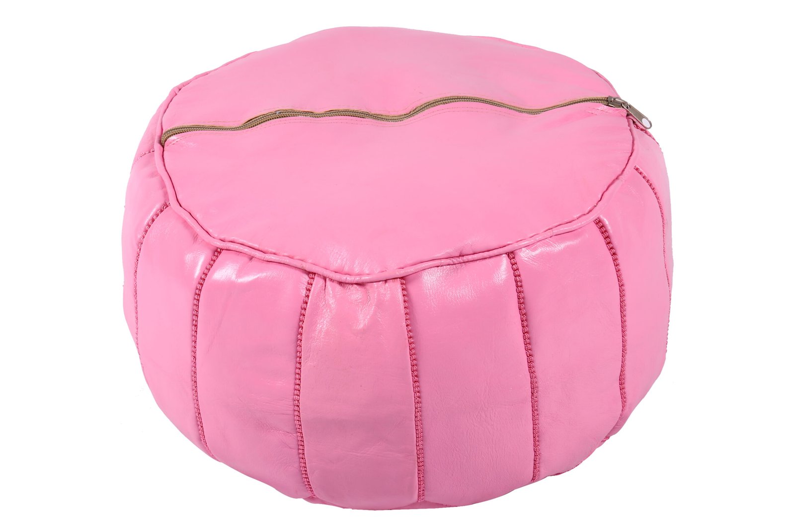 Pink leather pouf - Moroccan handmade ottoman | Boho chic - Image 4